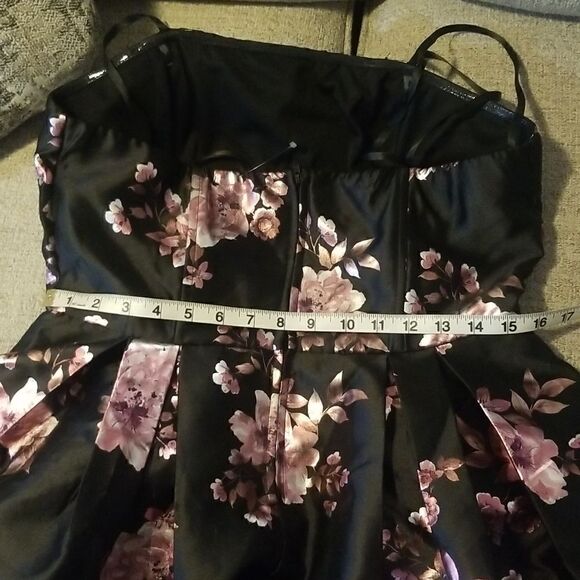 Women's Satin Dress Midi Mackenzie Floral Satin Party Dress - Picture 13 of 13